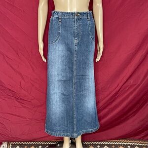 Y2K Bailey'S Point Point Long Utility Medium Wash Denim Skirt Size 16